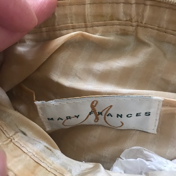 Vintage MARY FRANCIS bag, Gold distressed leather, roses, beads, shells/suede. ! - Picture 5 of 12